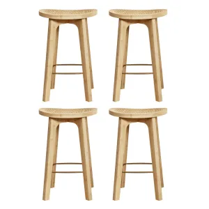 4x Bar Stools | Bamboo Rattan Stool | Counter Chair | Kitchen Barstools