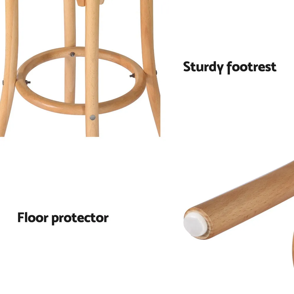 4x Bar Stools | Rattan Seat | Wooden Frame