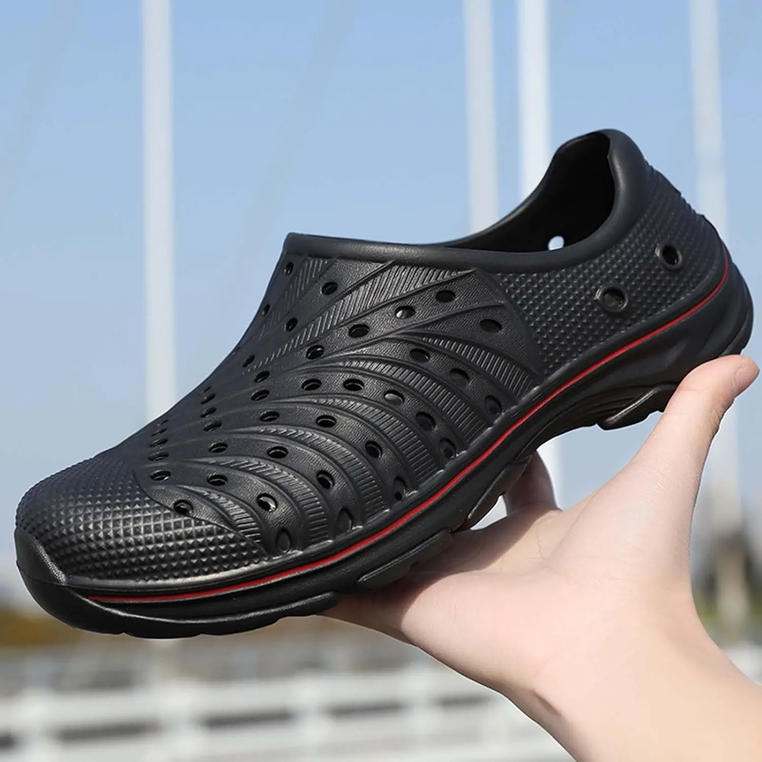 CERYTHRINA Mens Garden Clogs Shoes Outdoor Breathable Slip on Soft Rubber Sandals Beach EVA Water Shoes