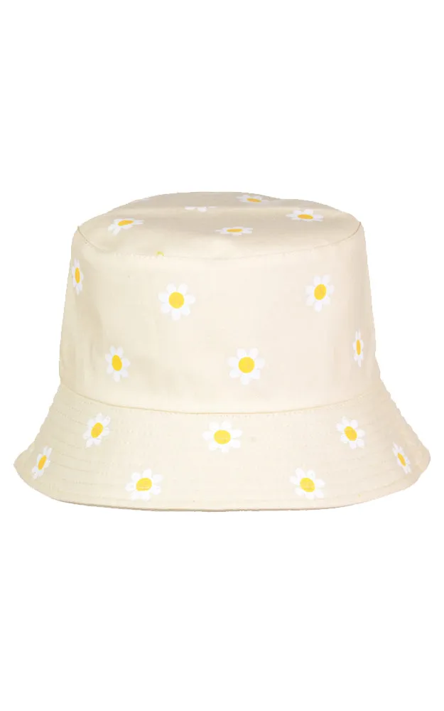 JH876 Reversible Daisy Print Cotton Bucket Hat