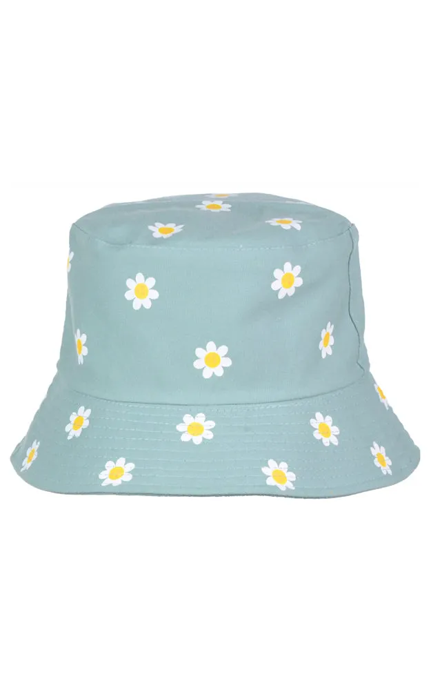JH876 Reversible Daisy Print Cotton Bucket Hat