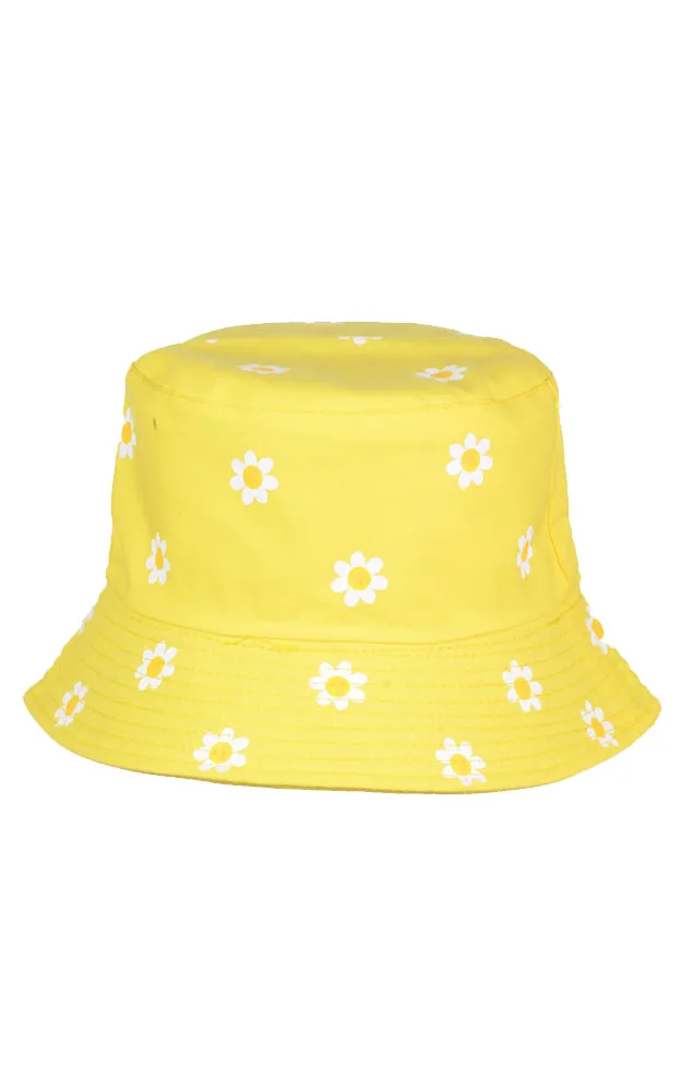 JH876 Reversible Daisy Print Cotton Bucket Hat
