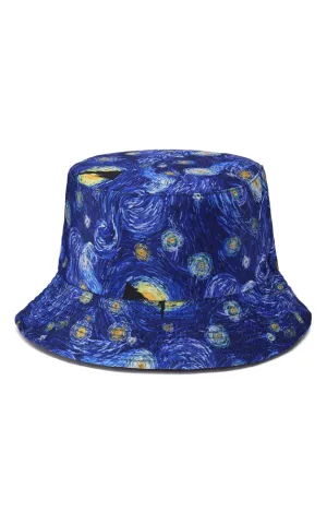 JH892 Reversible Starry Night Print Cotton Bucket Hat