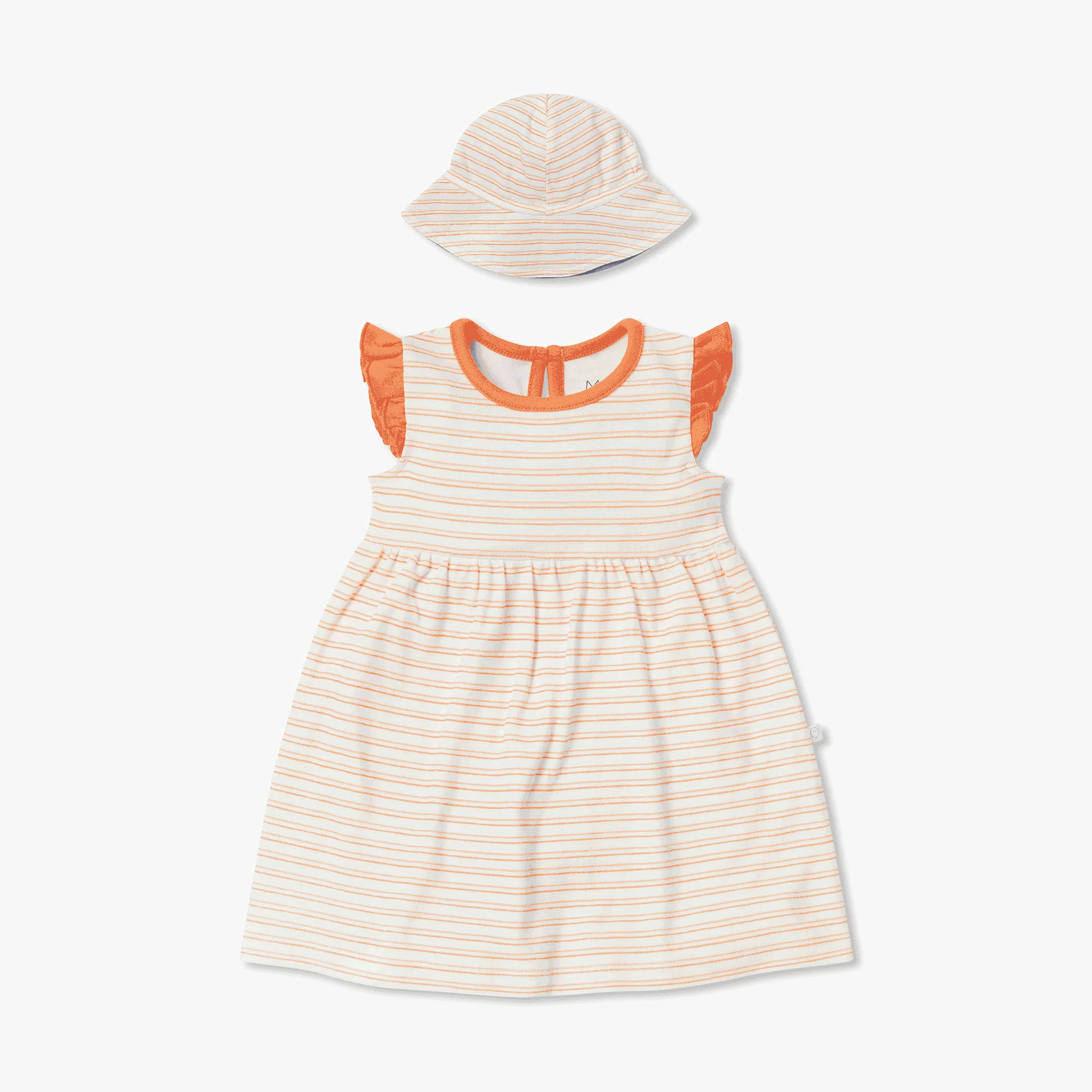 Orange Stripe Frill Dress & Hat Outfit