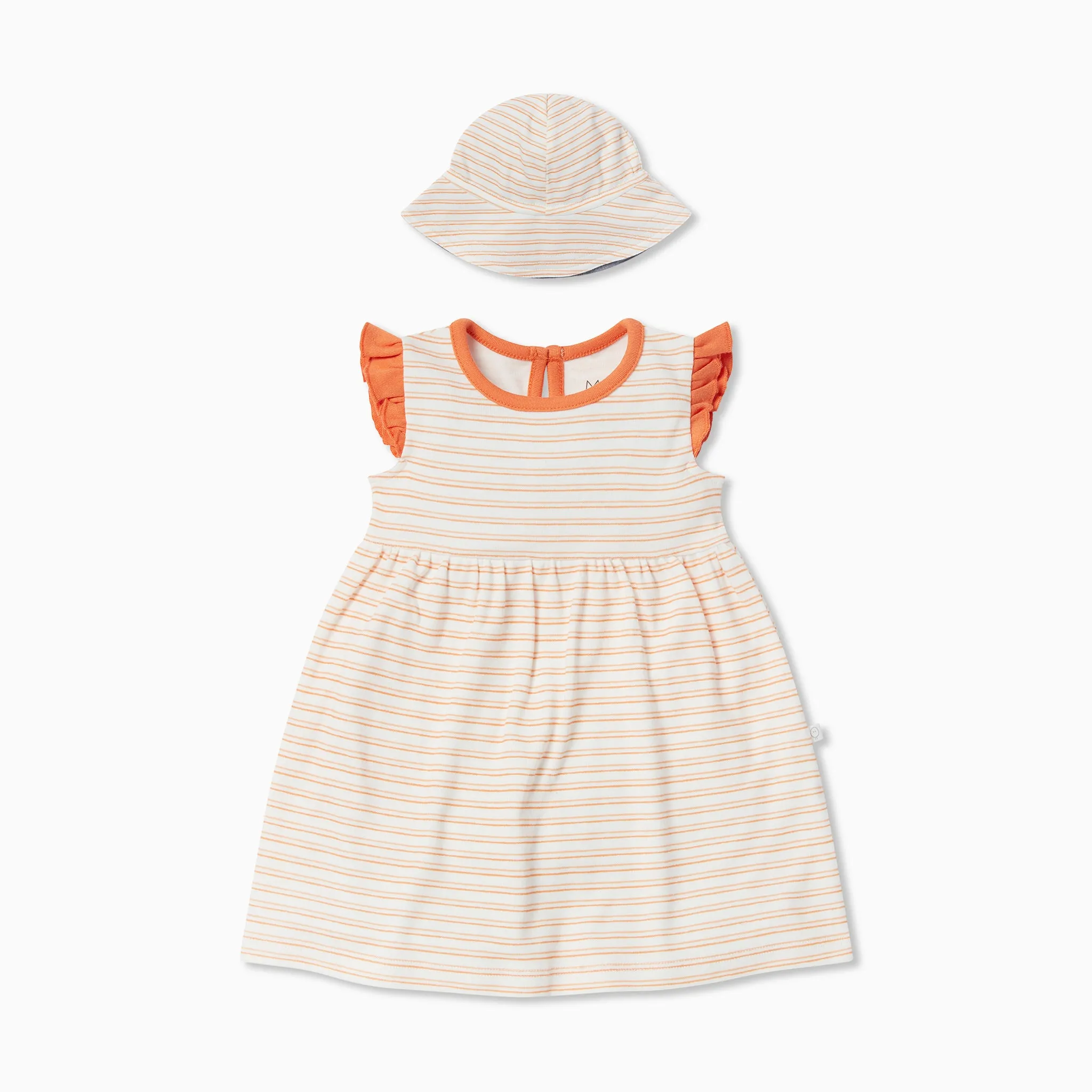 Orange Stripe Frill Dress & Hat Outfit