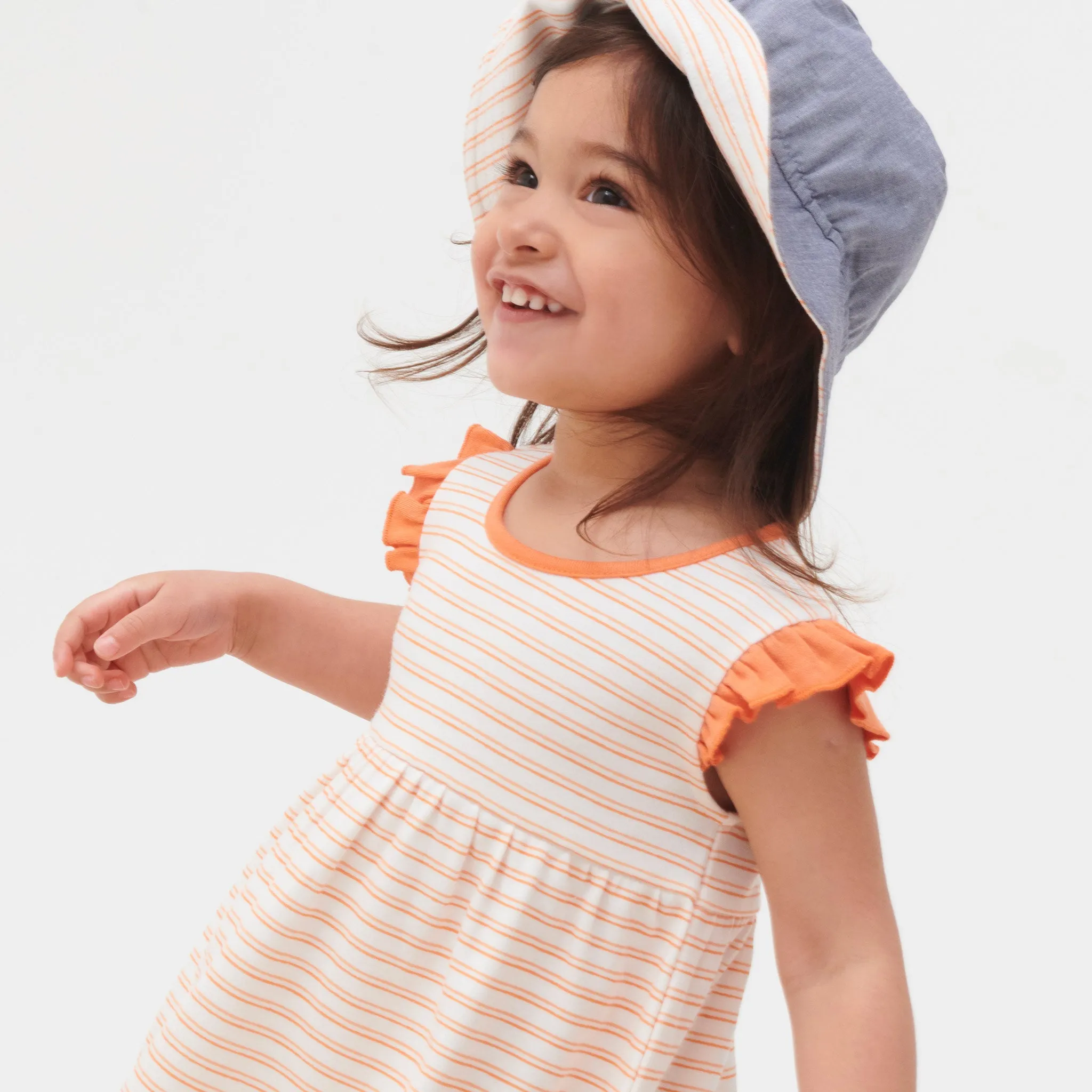 Orange Stripe Frill Dress & Hat Outfit