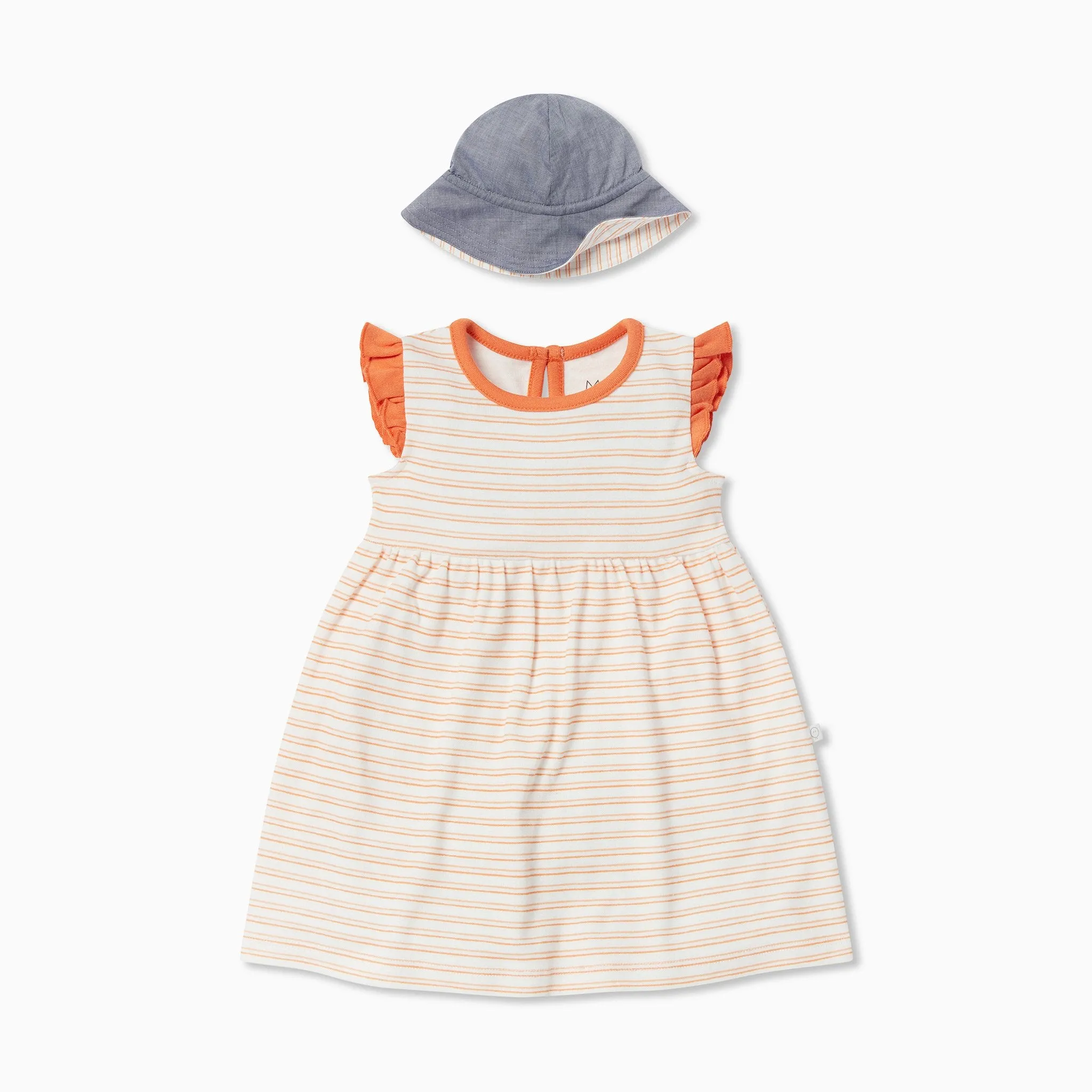 Orange Stripe Frill Dress & Hat Outfit