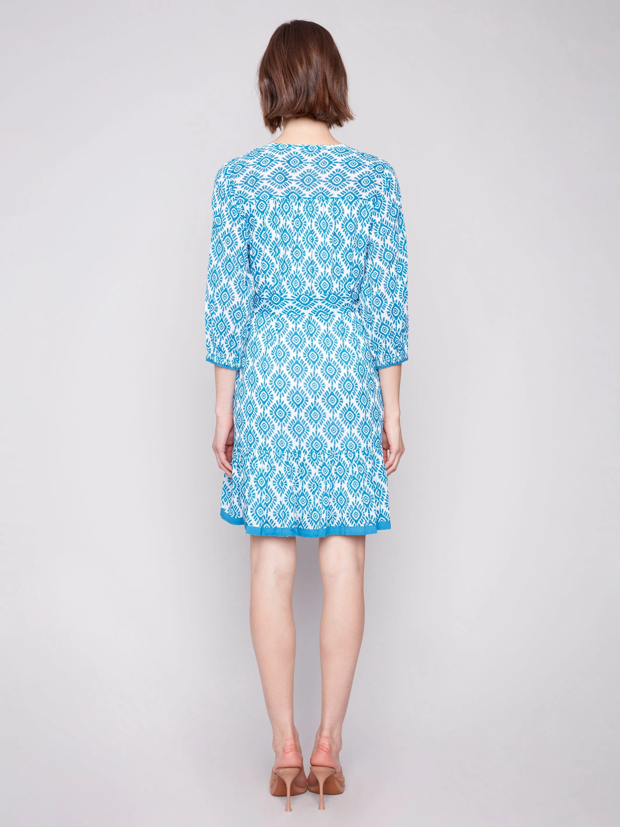 Printed Cotton Dress with Belt - Sun