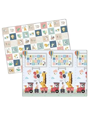 Reversible Folding Children's Waterproof and Non-toxic Double Sided Mat (200x180x1.0cm), Train Giraffe