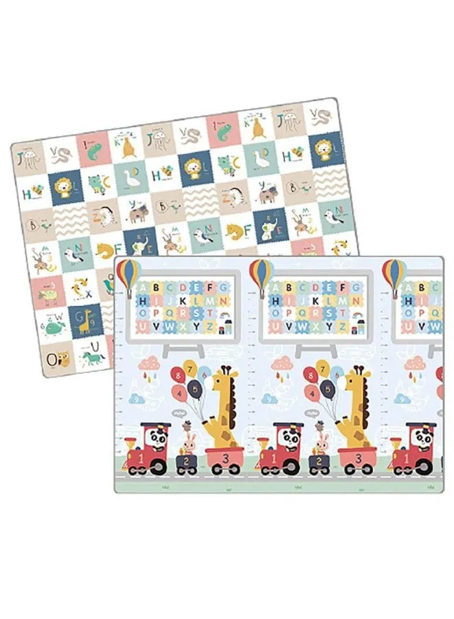 Reversible Folding Children's Waterproof and Non-toxic Double Sided Mat (200x180x1.0cm), Train Giraffe