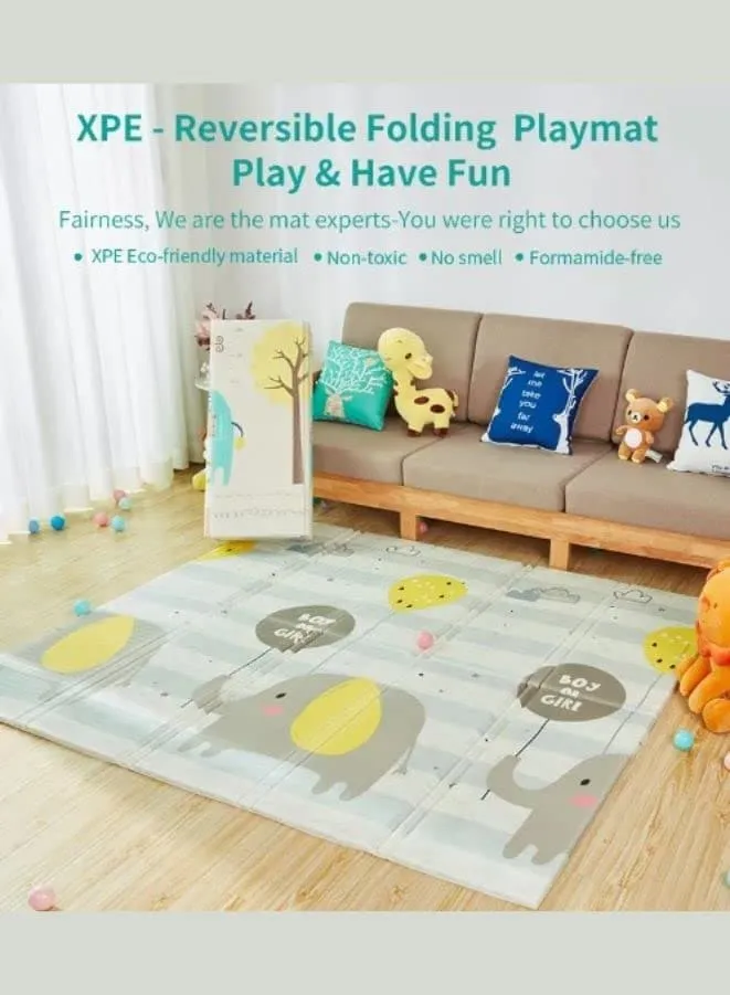 Reversible Folding Children's Waterproof and Non-toxic Double Sided Mat (200x180x1.0cm)