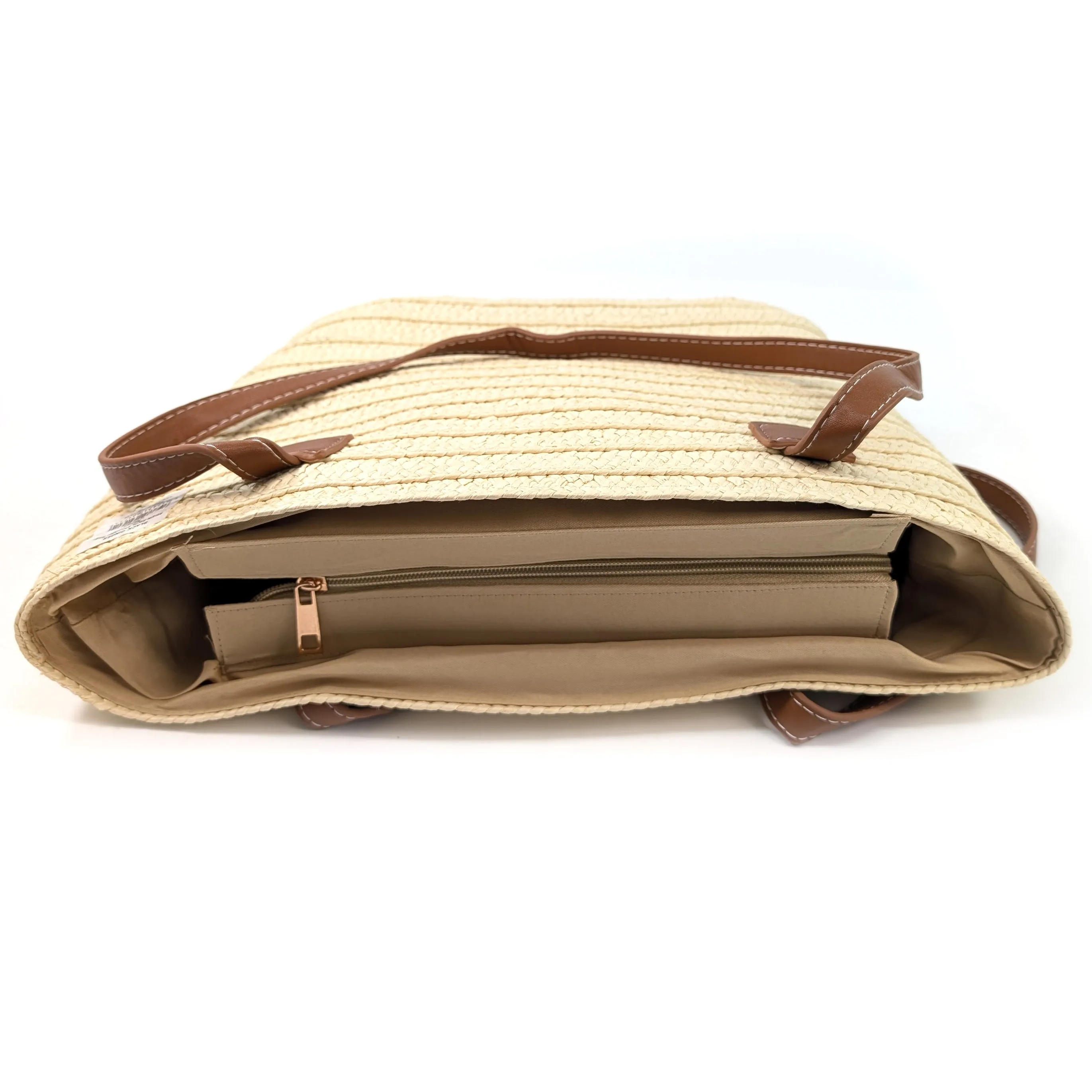 Straw Style Shoulder Bag - Natural Cream