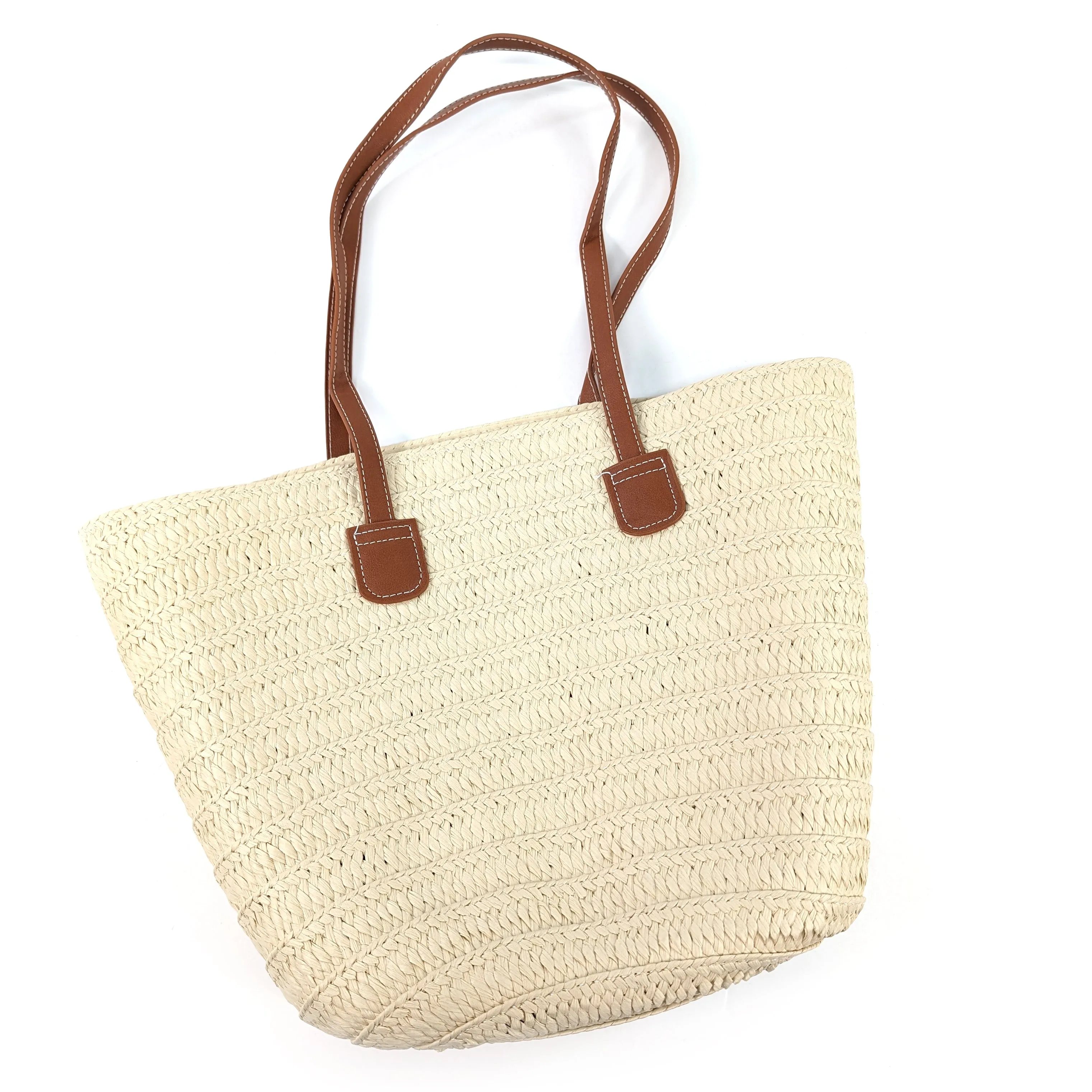 Straw Style Shoulder Bag - Natural Cream