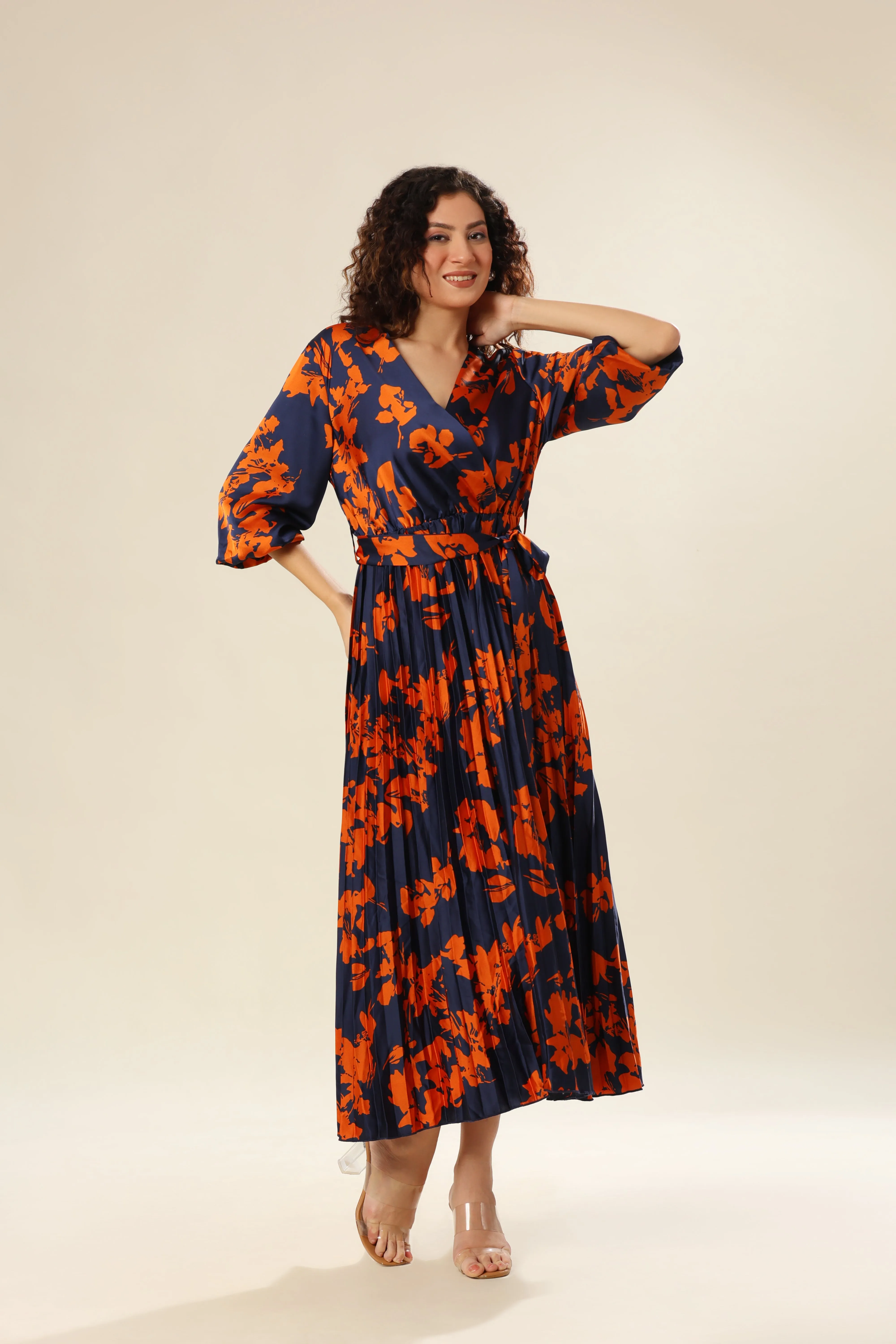 Tangerine Tango Pleat Dress