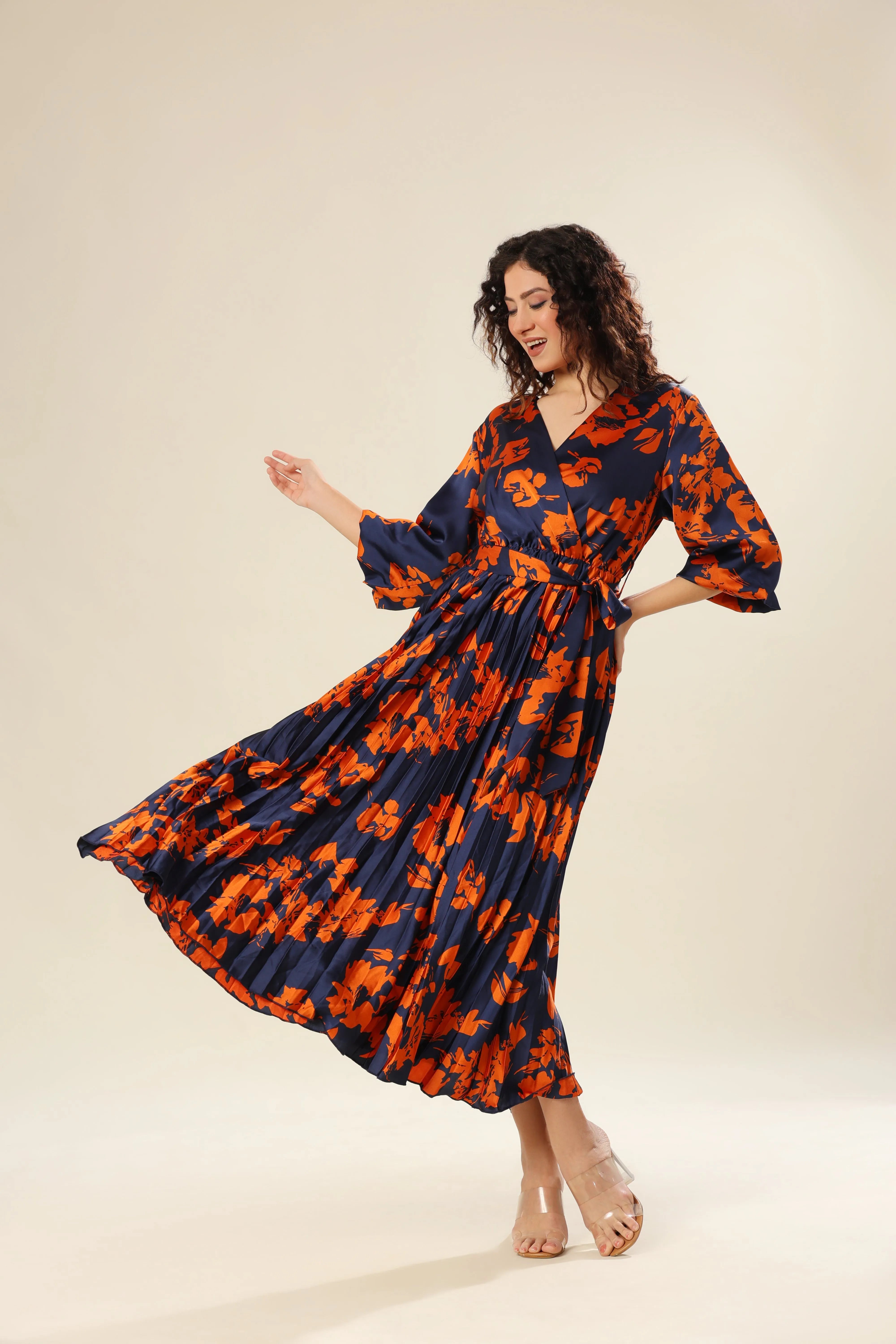 Tangerine Tango Pleat Dress