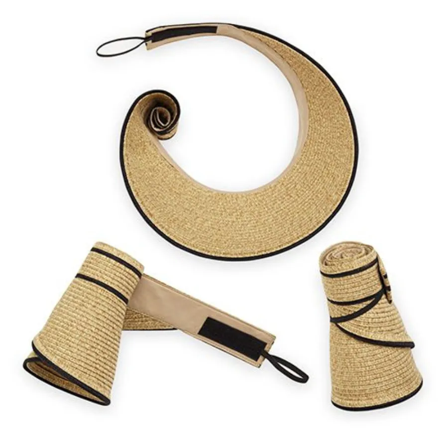 Wallaroo Hats Lily Visor Womens Hat LILY - Beige/ Black