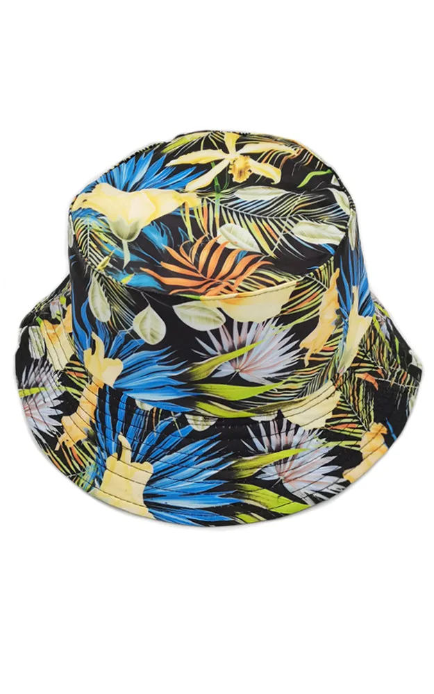 WHU210114 Reversible Tropical Print Cotton Bucket Hat