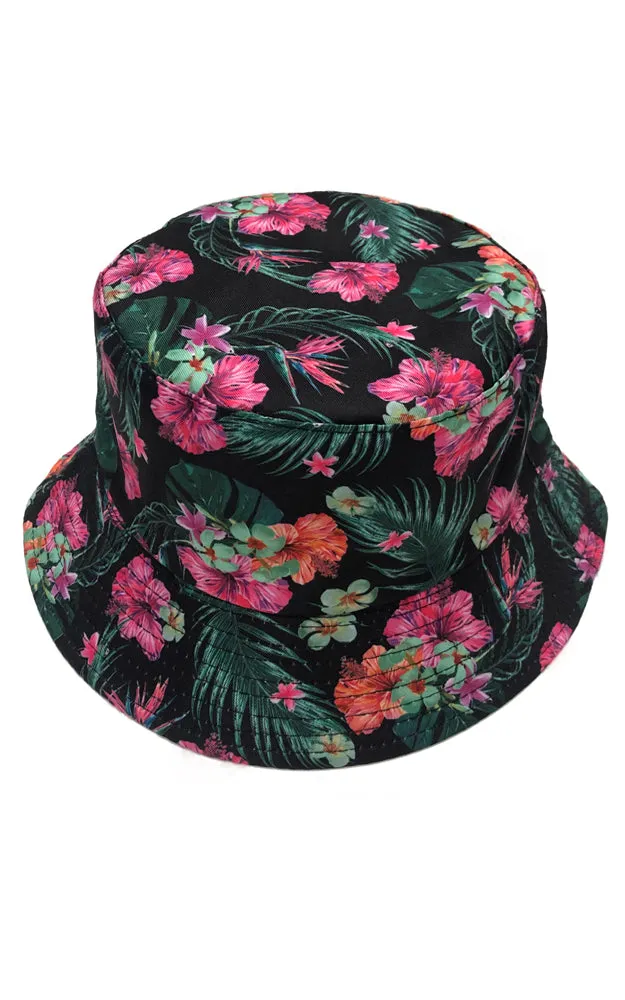 WHU210115 Reversible Tropical Print Cotton Bucket Hat